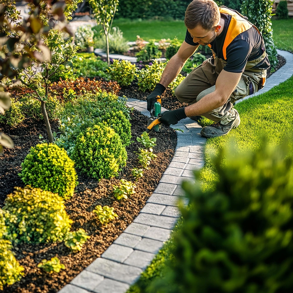 Garden installation with fresh plants and soil preparation in Dallas